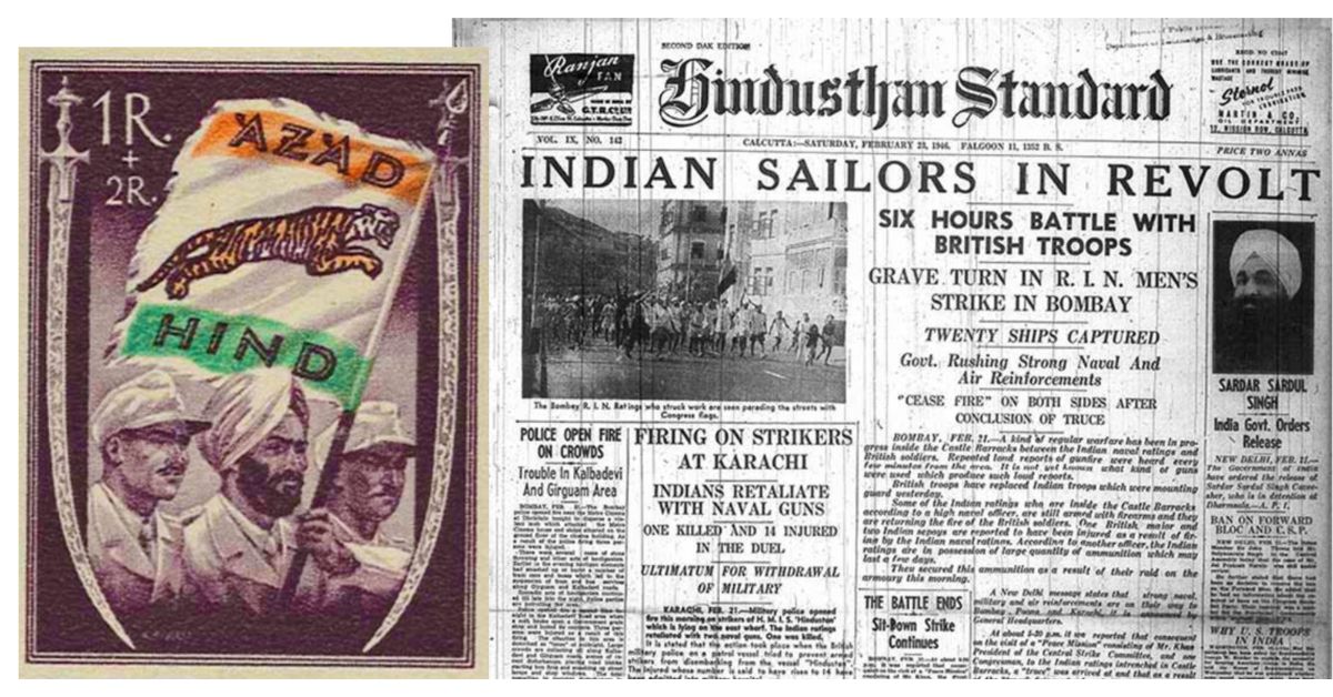 INA stamp & newspaper article about the naval mutiny